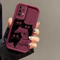Funny Black Cartoon Cat Phone Case For VIVO Y400 Y03 Y17S Y19S Y20 Y21 Y22S Y28 Y35 Y36 Y38 Y39 Y50 Y51 Y72 Y75 Y93 Y100 Cover VIVOY395G brown
