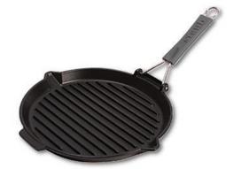 STAUB Apvali ketaus grilio keptuvė 27 cm, juoda