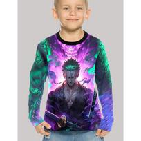 Anime One Pieces Luffy Zoro Vaikams 3D Skaitmeninė Spauda Berniukams Madingi ir Laisvalaikio Apvalia Kaklo Ilgomis Rankovėmis Marškinėliai 170 violetinė