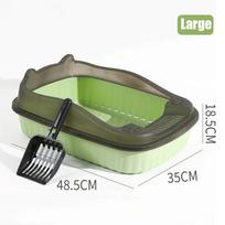 Cat Litter Box Thickening Kitty Sandbox Semi-enclosed High Side Splashproof Pet Bedpans with Litter Scoop Cleaning Cat Supplies