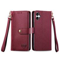 Compatible with for Samsung Galaxy A70 A50 A40 A30 A20 A07 A06 A05S A04S Zipper Pocket Purse with Wrist Strap Flip Card Holder For Galaxy A06 raudona