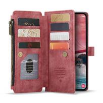 for Samsung Galaxy A55 A35 A25 5G (2025) Wallet Case, Durable PU Leather Magnetic Flip Strap Wristlet Zipper Card Holder Cover For Galaxy A35 5G raudona