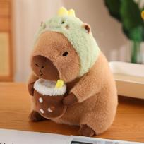 Cute Anime Capybara Bread Plush ToySimulation Capibara Cosplay Unicorn Dinosaur Dress Boba Bread Fruit Food Bubble Stuffed Anima 30cm brown