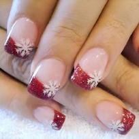 Christmas Press on Nail Short Square False Nail Glittering Snowflake Nail Art Manicure Quick and Easy Wear for Women 1 brown