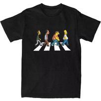 Simpsons retro 100% medvilnės Unisex marškinėliai Simpsons & The Beatles didelės grafikos Nauji vyriški moteriški animacinių filmų trumpomis rankovėmis T-shirt XL gray