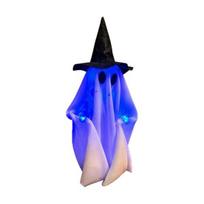 Helovino vaikščiojantis vaiduoklis su garsu, raganos kepure, animuotas rekvizitas, šviečiantis, kalbantis With Light blue