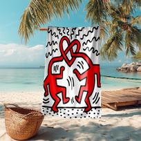 Beach Towel with Keith Haring Ascending2 Pattern - soft,absorbent,machine washable Lightweight&Modern,swimming,Travel Essentials 70cmx140cm(27x55inch) red
