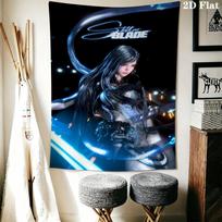 Stellar Blade Anime Wall Tapestry Aesthetic Wall Hanging Printed Fabric Blanket Decorative Tapestries for Bedroom Living Room Home Decor 130cm x 150cm gray