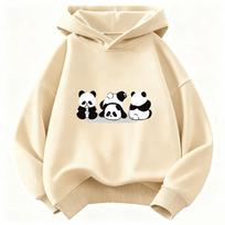Cute Panda Hoodie Kids Children's Sweatshirt Animal Hoody for Boys Girls Autumn Winter Casual Pullover Hoodies 150 beige