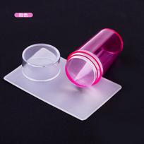Nail Seal Transparent With Cover Seal Fully Transparent Handle Print Head With Scraper Tool Set pink