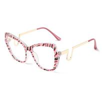 New Striped Color Blocking Anti Blue Light Glasses Butterfly Glasses Metal Frame Curved and Fashionable Eyes and Legs rožinė