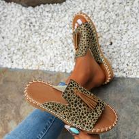 Women's Tassel Decor Slide Sandals Casual Slip On Flat Summer Shoes, Lightweight Slide Sandals 39