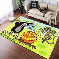 Krtek Little Mole Motorcycle Hedgehog Frog Anti-slip Area Rug Green Forest Living Room Bedroom Decor Floor Mat For Cartoon Fans 60x90cm white