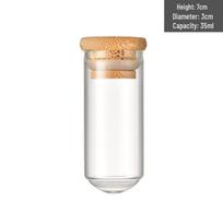 Bamboo Lid Glass Test Tube - 30mm Round Bottom, Handmade Candy & Medicine Reagent Bottle Transparent beige