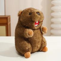 18/25cm Scream Brown Marmot Doll Simulation Plush Toy Stuffed Snack Red Scarf Cute Animal Standing Plushie Birthday Gift 18cm pendant brown