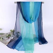 Moterų gradiento šilkinis šalikas: Universalus, lengvas šalis vasarai, šokiui ir figūros formavimui, ilgas ir plonas georgette. 160x50 cm blue