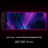 RGB Gaming Mouse Pad with Wireless Fast Charging (15W/10W/7.5W), Soft Surface, Colorful Light Effects, Phone Charger purple