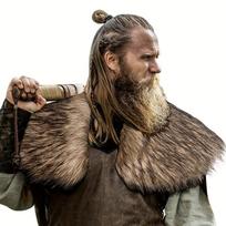 Žiemos šilta Vyro kailinė skara kailinė apykaklė Žieminiai drabužiai Karaliaus kario apsiaustas Vikingo kailio skara ruda