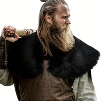 Žiemos šilta Vyro kailinė skara kailinė apykaklė Žieminiai drabužiai Karaliaus kario apsiaustas Vikingo kailio skara juoda