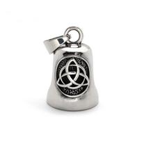 Viking Knot Compass Vintage Bike Angel Guardian Bell Necklace Gremlin Bells Motorcycles Punk Style Stainless Steel Jewelry Pearl Triangle Bell Necklace sidabras