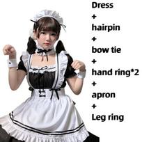 Sexy Black White Lolita Maid Girls Women Lovely Cosplay Costume Outfit Dress French Apron Servant Uniform Exotic Cafe Maid 4XL 4XL white