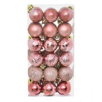36 vnt. Mini nedūžtančių kalėdinių eglučių žaisliukų 3 cm skersmens blizgūs matiniai blizgučiais kalėdiniai žaisliukai plastikinis ornamentas brown