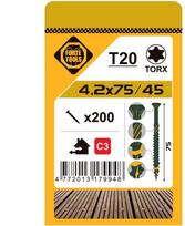 Grąžtas Forte Tools Forte_Tools Terasų medsraigčiai 4,2 x 75 mm, ruspert, žali, 200 vnt.