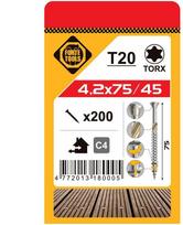 Grąžtas Forte Tools Forte_Tools Terasų medsraigčiai 4,2 x 75 mm, A2, 200 vnt.