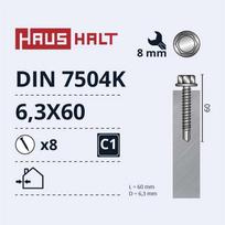 Grąžtas Savisriegiai Haushalt, DIN 7504K, 6.3 x 60 mm, 8 vnt.