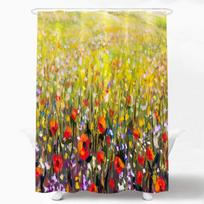 Vibrant Floral Shower Curtain, Waterproof Fabric with Artistic Garden Design for Lively Bathroom Decor, Adds Natural Charm W90XH180cm yellow