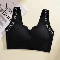Mada Laiškas Besiūlis Apatinis Trikotažas Moterims Fiksuotas Kaušelis ir Be Plieninio Lanko Sportinis Gražios Nugaros Tube Top Didelio Dydžio Liemenėlė 3XL juoda
