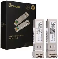 Šakotuvas Extralink SFP+ 10G 2 vnt. rinkinys | SFP+ modulis | 10Gbps, LC/UPC, 850 nm, 300 m, daugiamodis, DOM, skirtas HP/Aruba