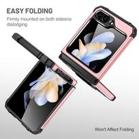 Fashion Protable Ring Ring Bag Case for Samsung Galaxy Z Flip5 Flip 5 Zflip5 5G Strong Armor Cover Capa for Samsung Z Flip 5 rožinio aukso spalvos