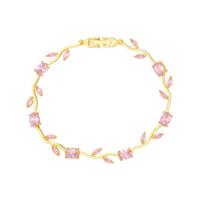 Elegant Copper Zirconia Tulip Bracelet for Women - Versatile and Exquisite Colorful Diamond Design beige