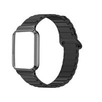 Suderinamas su Xiaomi Smart Band 10 Pro: Metalinio rėmo standartinė ir keraminė versijos su magnetiniu silikoniniu I formos dirželiu. Standard juoda