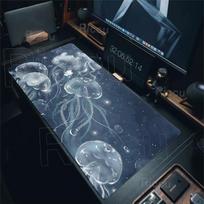 Anime Jellyfish Pattern Large Mouse Pad Cat Desk Mat Gaming Pads PC Accessories Laptop Computer Keyboard Mousepad Office Carpet 30x60cm blue