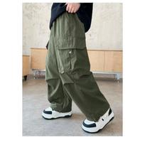 Boys Casual Cargo Pants Spring Kids Trousers 170cm žalia