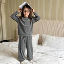 Kids Warm Fleece Homewear Set Boys Girls Autumn Winter 140cm pilka