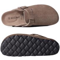 Comwarm Women'S Suede Clogs With Adjustable Strap Cork Footbed Leather Mules Slippers Unisex Outdoor Comfortable Potato Shoes 36 gray