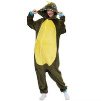 2025 Army Green Spiky Dragon Onesie Pajamas for Men & Women - Cute Cartoon Cosplay L yellow