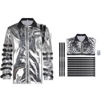 Michael Jackson Cosplay Costume For Stage Performance With Synthetic Blended Fabric For Adults S gray