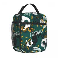 Cartoon Soccer Ball Football Thermal Insulated Lunch Bags for School Portable Bento Box Thermal Cooler Lunch Boxes One Size black