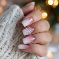 24PCS Artificial Nail Snowflake Glitters Patterned Press on Nail Durability ABS Build for Christmas Event and Daily Wear 1 brown