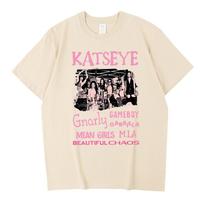 NAUJAS Katseye Gražus Chaosas Marškinėliai Aukštos Kokybės Retro Medvilniniai Marškinėliai Moteriai Vyrui Grafinis Trumpomis Rankovėmis Marškinėliai Unisex Viršutiniai Marškinėliai S black