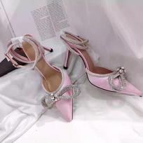 Womens PU Leather High Heels Party Prom Shoes Glitter Rhinestones Pumps Crystal Bowknot Satin Summer Lady 37 rožinė
