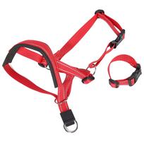Headcollar Dog Muzzle Adjustable Breathable Prevent Biting Barking Chewing Dog Mouth Guard Cover for Walking Training L red
