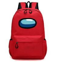 Durable Canvas Among Us Game Backpack With Chain For Children And Teenagers Perfect For School And Casual Outings raudona