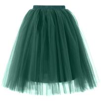 Elegantiškas moteriškas tiulio sijonas Violetinis, iki kelių, su elastine juosta, puikiai tinka vakarėliams, vestuvėms, cosplay, šokiams XL tamsiai žalia spalva
