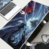 Didelis žaidėjo klaviatūros ir pelės kilimėlis XXL nešiojamam kompiuteriui neslystantis stalo padėkliukas karštas žaidimas Hollow Knight anime guminis kilimas PC biuro reikmenys 30cmx80cm(11.8x31.5inch)