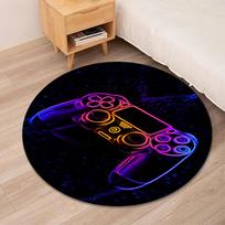 Game Controller Printed Round Rug Carpet Chair Rug Area Rug Entryway Doormats,for Office Chair Living Room Bedroom Kitchen Room. 80cmx80cm brown